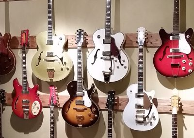 Photo of a custom guitar display.