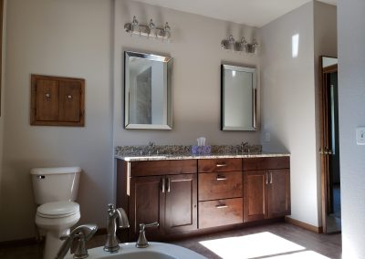 Photo of a remodeled master bathroom with freestanding tub.