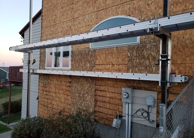 Photo of exterior after repair to the OSB due to water damage.