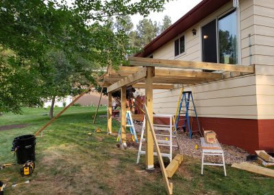 Photo of a new wood deck being installed.